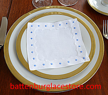 Cocktail napkins. Swiss (Polka) dots. French Blue color. (12pcs)